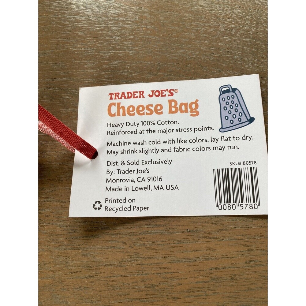 Trader Joe’s Bag Cheese Adventures Reusable Canvas Cotton Tote 13.5x18.5 Cheesy! - Picture 6 of 6